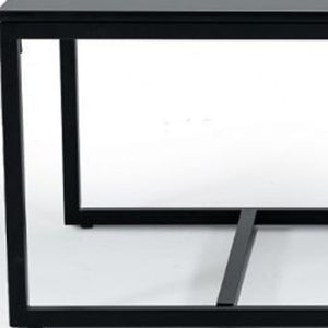 Homeroots 47" Black And Black Marble Stone Rectangular Coffee Table   488715