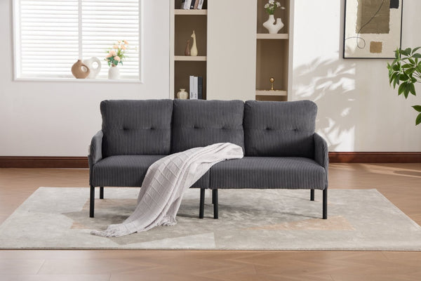 English Elm United We Win Corduroy Loveseat Plush Ergonomic Sofa with Spring Support Metal Legs Carbon Gray W1568P410050