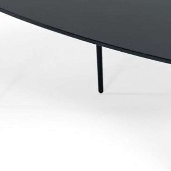 Homeroots 47" Black And Black Marble Stone Free Form Coffee Table   488716