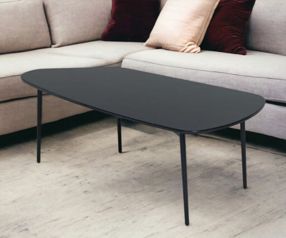 Homeroots 47" Black And Black Marble Stone Free Form Coffee Table   488716