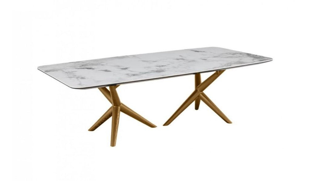 Homeroots 51" Walnut And White Ceramic Tile Rectangular Coffee Table   488718