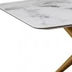 Homeroots 51" Walnut And White Ceramic Tile Rectangular Coffee Table   488718