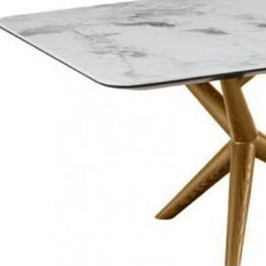 Homeroots 51" Walnut And White Ceramic Tile Rectangular Coffee Table   488718