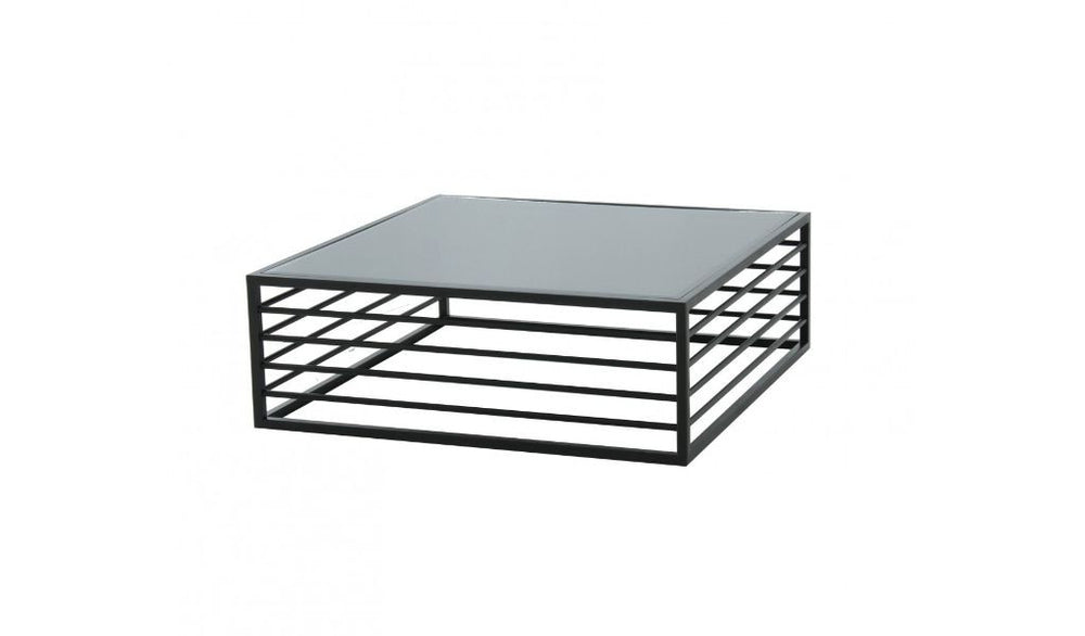 Homeroots 43" Black And Smoked Glass Square Coffee Table   488719