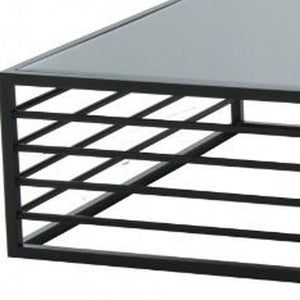 Homeroots 43" Black And Smoked Glass Square Coffee Table   488719