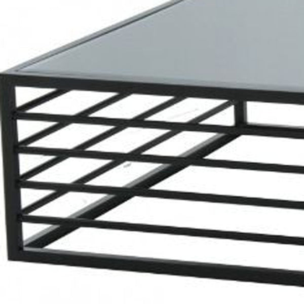 Homeroots 43" Black And Smoked Glass Square Coffee Table   488719