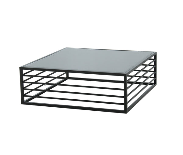 Homeroots 43" Black And Smoked Glass Square Coffee Table   488719