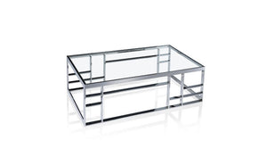 Homeroots 47" Silver And Clear Glass Rectangular Coffee Table   488721