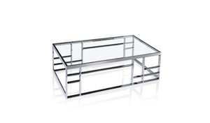 Homeroots 47" Silver And Clear Glass Rectangular Coffee Table   488721
