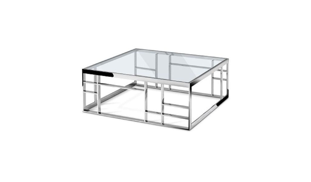 Homeroots 40" Silver And Clear Glass Square Coffee Table   488722