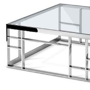 Homeroots 40" Silver And Clear Glass Square Coffee Table   488722