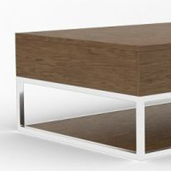 Homeroots 47" Silver And Walnut Rectangular Coffee Table With Two Drawers And Shelf   488724