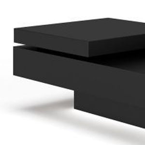 Homeroots 39" Black And Walnut Square Coffee Table With Drawer   488725