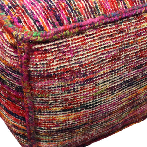 Homeroots 18" Pink Wool Cube Pouf Ottoman   488726