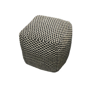 Homeroots 18" Black And Ivory Wool Cube Geometric Pouf Ottoman   488728