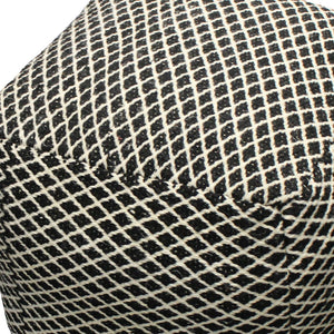 Homeroots 18" Black And Ivory Wool Cube Geometric Pouf Ottoman   488728