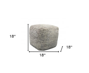Homeroots 18" Gray Wool Cube Pouf Ottoman   488729