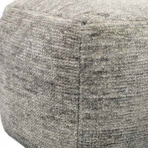Homeroots 18" Gray Wool Cube Pouf Ottoman   488729
