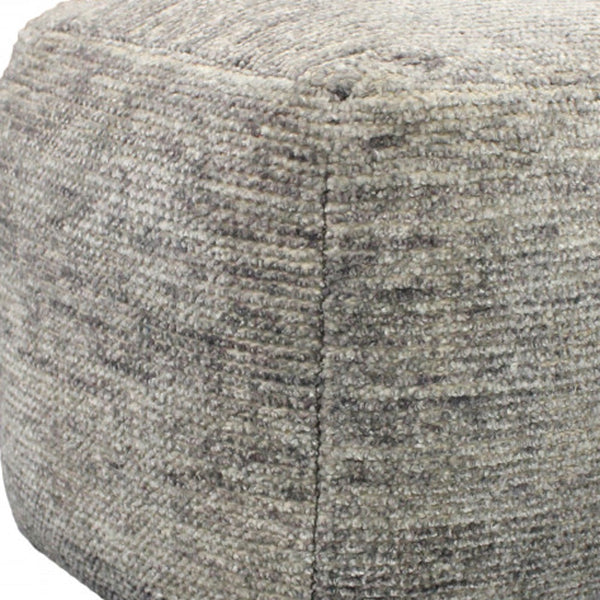 Homeroots 18" Gray Wool Cube Pouf Ottoman   488729