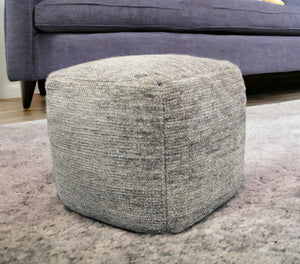 Homeroots 18" Gray Wool Cube Pouf Ottoman   488729