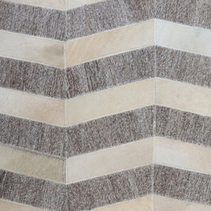 Homeroots 18" Gray And Beige Hair On Hide Cube Chevron Pouf Ottoman   488735