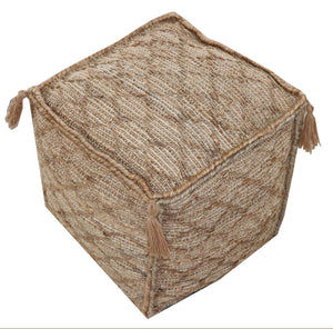 Homeroots 18" Brown Jute Cube Trellis Pouf Ottoman   488741