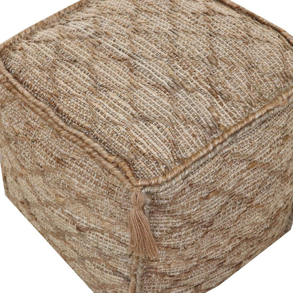 Homeroots 18" Brown Jute Cube Trellis Pouf Ottoman   488741
