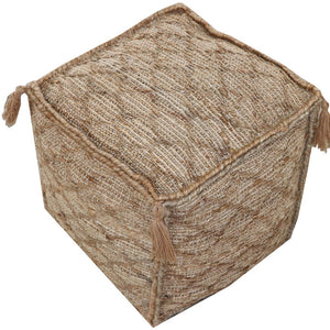 Homeroots 18" Brown Jute Cube Trellis Pouf Ottoman   488741