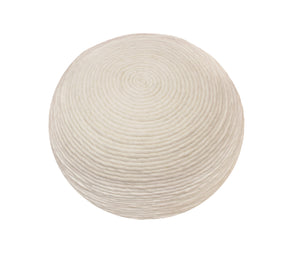 Homeroots 20" Ivory Wool Round Ribbed Pouf Ottoman   488742