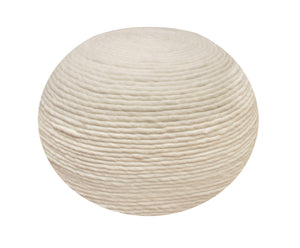 Homeroots 20" Ivory Wool Round Ribbed Pouf Ottoman   488742