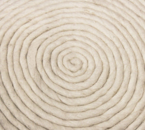 Homeroots 20" Ivory Wool Round Ribbed Pouf Ottoman   488742