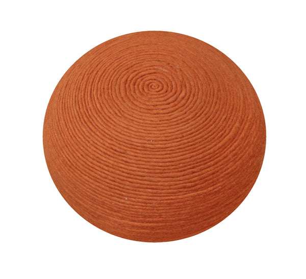 Homeroots 20" Orange Wool Round Ribbed Pouf Ottoman   488743