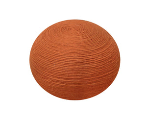 Homeroots 20" Orange Wool Round Ribbed Pouf Ottoman   488743