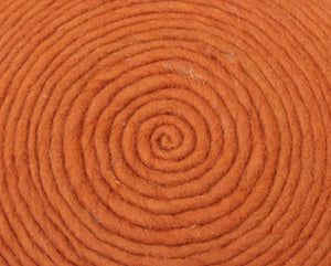 Homeroots 20" Orange Wool Round Ribbed Pouf Ottoman   488743