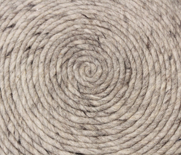 Homeroots 20" Gray Wool Round Ribbed Pouf Ottoman   488745