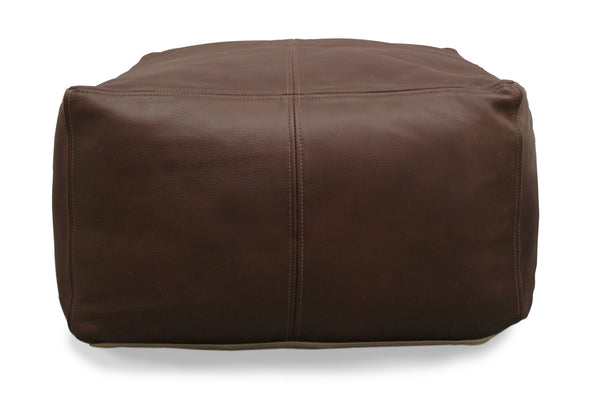 Homeroots 22" Dark Brown Leather Square Pouf Ottoman   488746