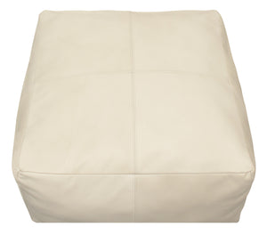 Homeroots 22" Ivory Leather Pouf Ottoman   488747