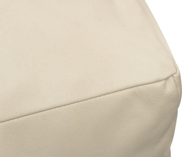 Homeroots 22" Ivory Leather Pouf Ottoman   488747