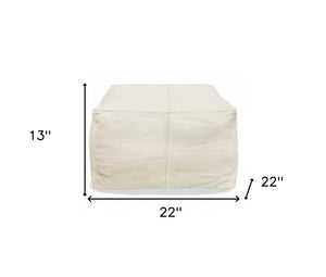 Homeroots 22" Ivory Leather Pouf Ottoman   488747