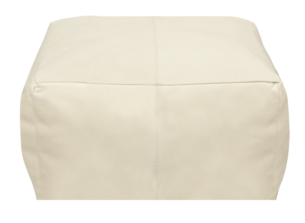 Homeroots 22" Ivory Leather Pouf Ottoman   488747