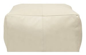 Homeroots 22" Ivory Leather Pouf Ottoman   488747