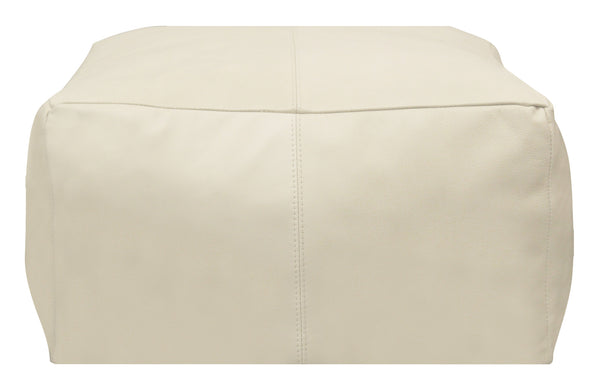 Homeroots 22" Ivory Leather Pouf Ottoman   488747