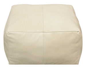 Homeroots 22" Ivory Leather Pouf Ottoman   488747