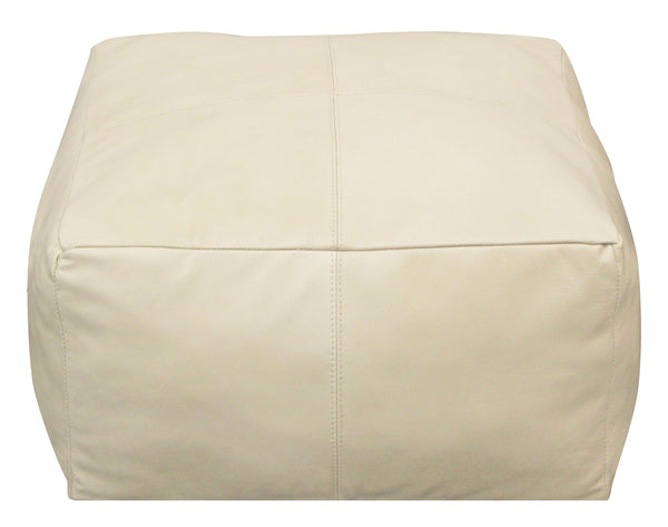 Homeroots 22" Ivory Leather Pouf Ottoman   488747