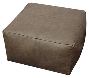 Homeroots 22" Gray Brown Distressed Leather Pouf Ottoman   488748