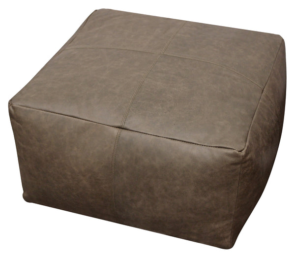Homeroots 22" Gray Brown Distressed Leather Pouf Ottoman   488748