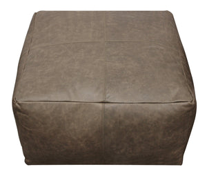 Homeroots 22" Gray Brown Distressed Leather Pouf Ottoman   488748