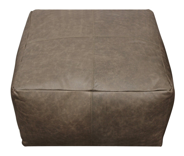 Homeroots 22" Gray Brown Distressed Leather Pouf Ottoman   488748