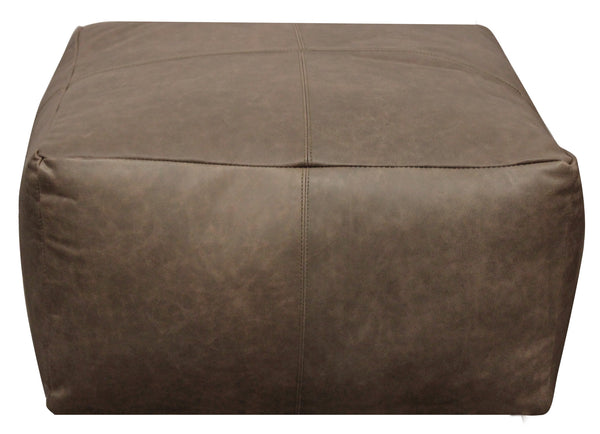 Homeroots 22" Gray Brown Distressed Leather Pouf Ottoman   488748