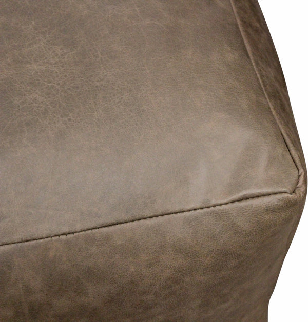 Homeroots 22" Gray Brown Distressed Leather Pouf Ottoman   488748